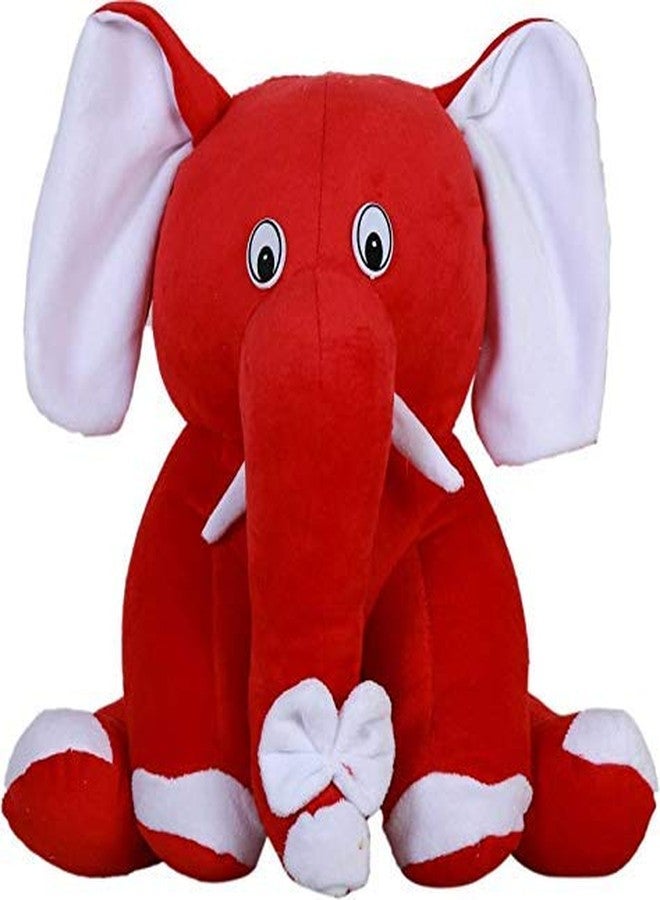 RVA Sitting Elephant Soft Toys for Girl and Boys Kids Animal Stuffed Plush Toy Figure Jungle Cartoon Wild Playing Set Cute Toys Birthday Return Gift (42 cm Red) - Image 1